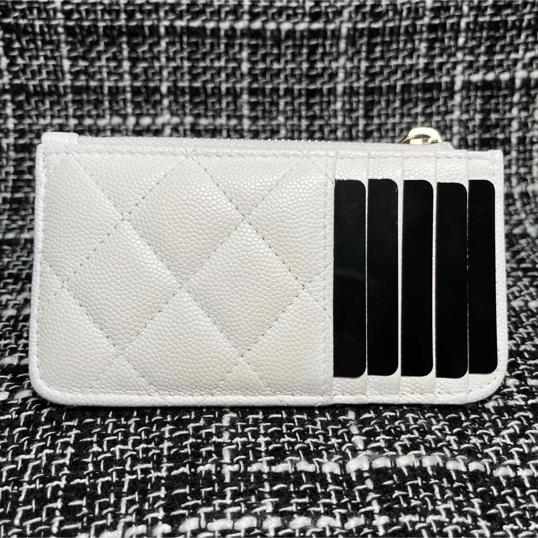 CHANEL - CHANEL フラグメントケース キャビアスキン ホワイトの CHANEL - CHANEL フラグメントケース キャビアスキン ホワイトの