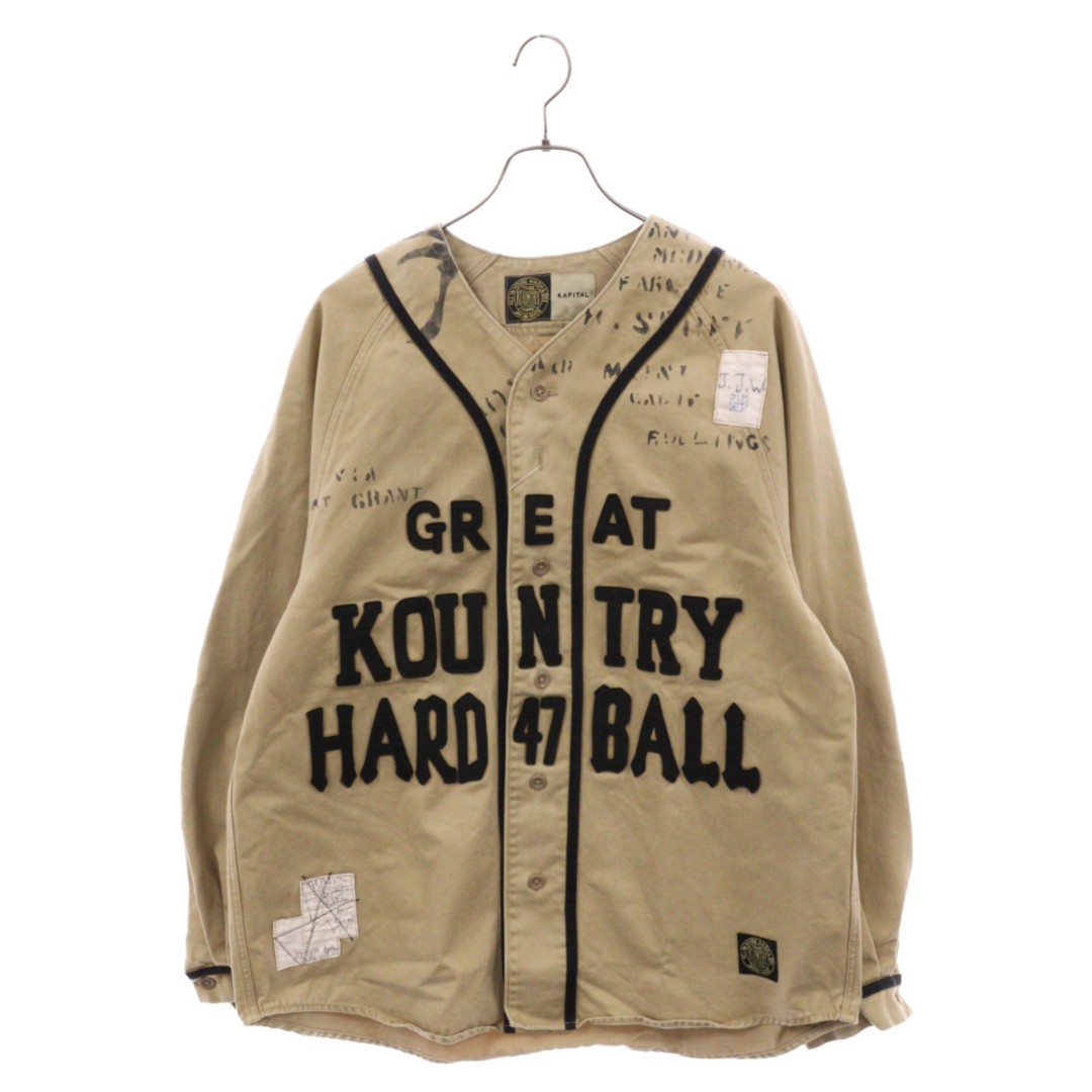 KAPITAL キャピタル CHINO GREAT KOUNTRY DAMAGED BASEBALL L/S SHIRT EK-1554 チノ 長袖ベースボールシャツ ブラウン55センチ裄丈