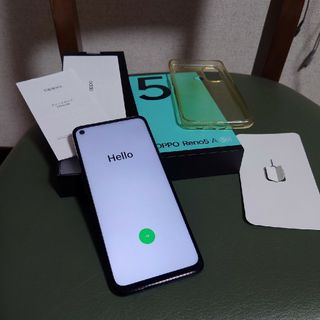 オッポ(OPPO)の【美品】OPPO Reno5 A SIMフリー シルバーブラック(スマートフォン本体)