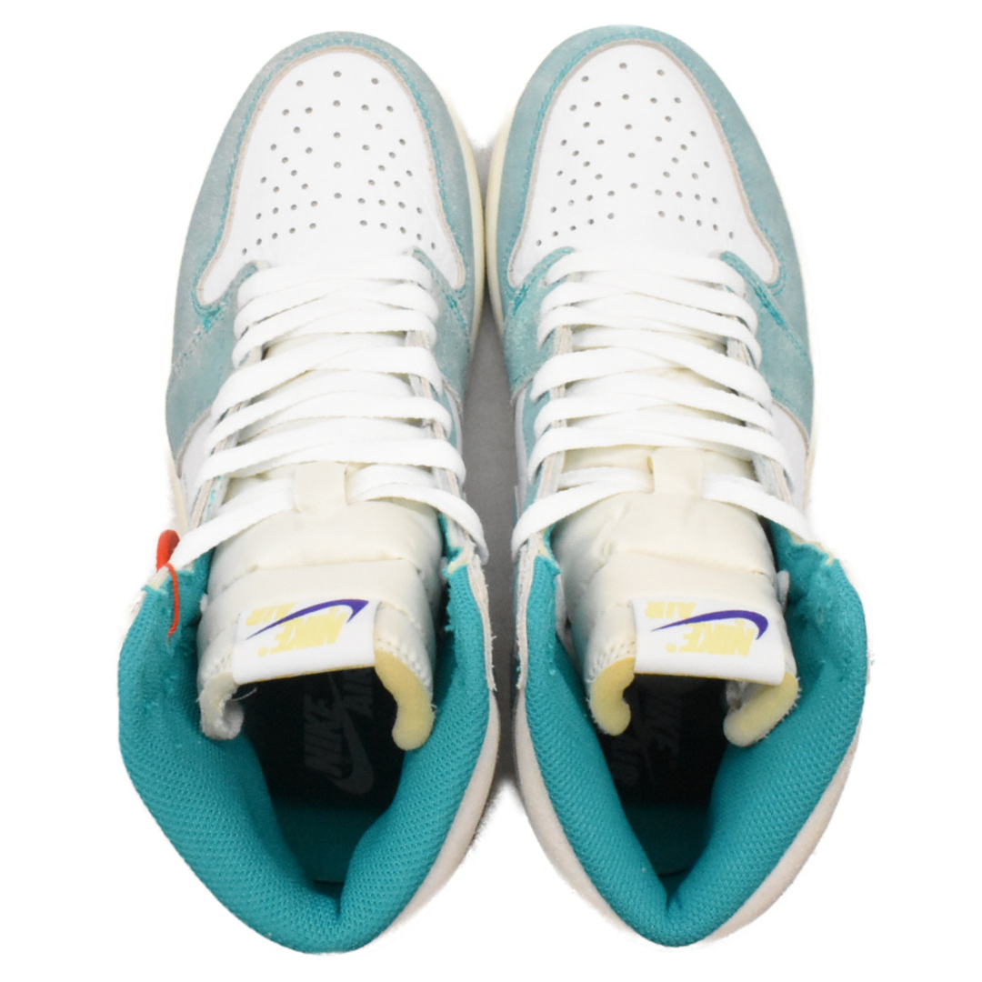 NIKE(ナイキ)のNIKE ナイキ AIR JORDAN 1 RETRO HIGH OG TURBO GREEN エアジョーダン1 レトロハイオージーターボグリーン ハイカットスニーカー ライトブルー/ホワイト US8 555088-311 メンズの靴/シューズ(スニーカー)の商品写真