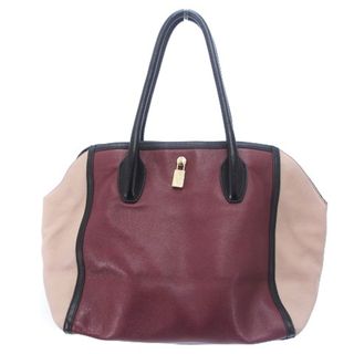 フルラ(Furla)のフルラ FURLA ハンドバッグ レザー ロゴ金具 ワインレッド ベージュ 鞄(ハンドバッグ)