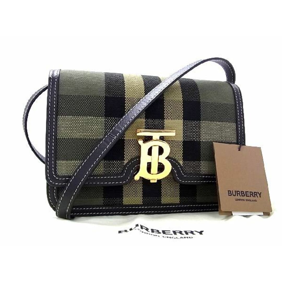 BURBERRY(バーバリー)の■新品同様■ BURBERRY バーバリー TBロゴ キャンバス×レザー クロスボディ ショルダーバッグ レディース グリーン系×ブラック系 AW1035 メンズのバッグ(ショルダーバッグ)の商品写真