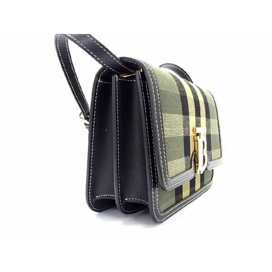 BURBERRY(バーバリー)の■新品同様■ BURBERRY バーバリー TBロゴ キャンバス×レザー クロスボディ ショルダーバッグ レディース グリーン系×ブラック系 AW1035 メンズのバッグ(ショルダーバッグ)の商品写真