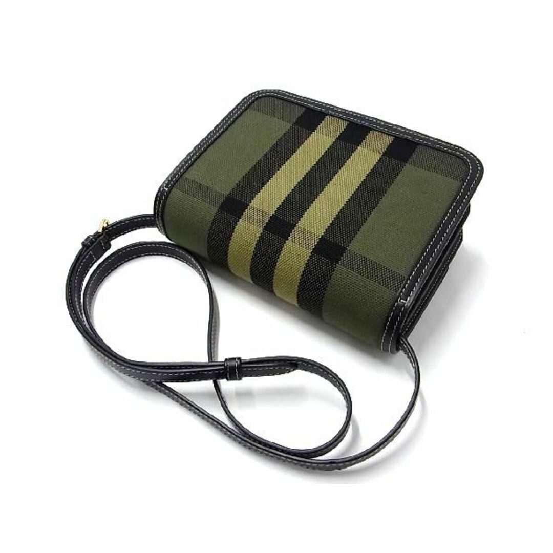 BURBERRY(バーバリー)の■新品同様■ BURBERRY バーバリー TBロゴ キャンバス×レザー クロスボディ ショルダーバッグ レディース グリーン系×ブラック系 AW1035 メンズのバッグ(ショルダーバッグ)の商品写真