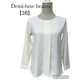 デミルクスビームス(Demi-Luxe BEAMS)のデミルクスビームス　ラウンドネックタックとろみブラウス　アイボリー　38(シャツ/ブラウス(長袖/七分))