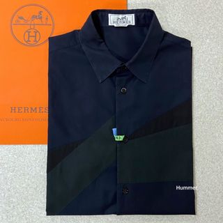 エルメス(Hermes)の国内正規品 M～L エルメス 切り替え長袖シャツ セリエボタン(シャツ)