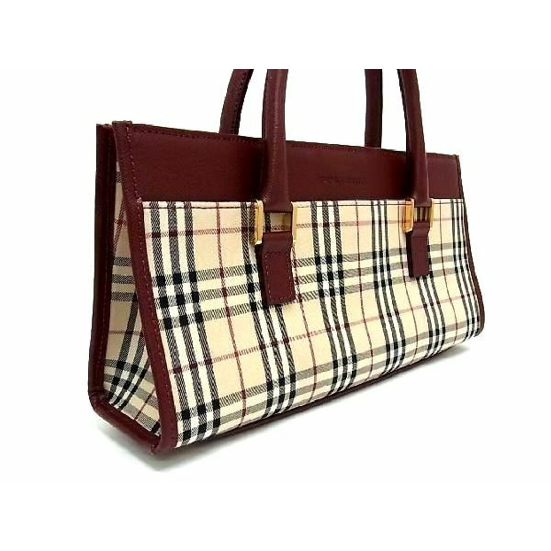 BURBERRY(バーバリー)の■新品同様■ BURBERRY バーバリー ノバチェック キャンバス×レザー ハンドバッグ トートバッグ ベージュ系×レッド系 AT7576 メンズのバッグ(ボディーバッグ)の商品写真