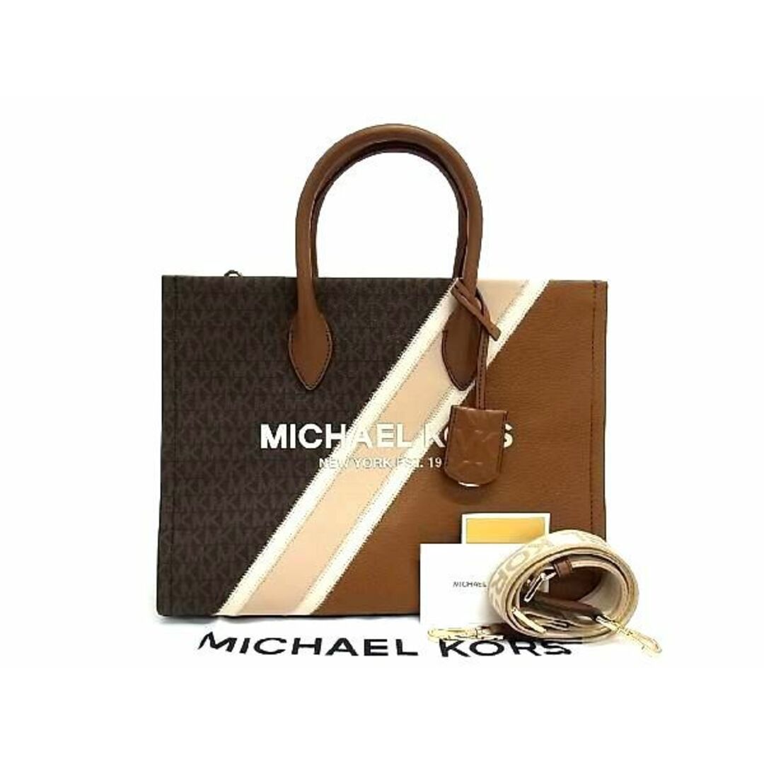 ■新品■未使用■ MICHAEL KORS マイケルコース MK柄 PVC×レザー 2WAY トートバッグ ショルダー レディース ブラウン系 AT8194ブラウン系素材