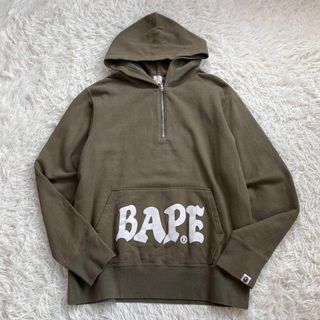 アベイシングエイプ(A BATHING APE)の【初期タグ・NIGO期】エイプ/APE スウェット パーカー　ハーフジップ　ロゴ(パーカー)