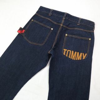 トミーヒルフィガー(TOMMY HILFIGER)のトミー 濃紺ペインターデニム ストレート 刺繍ロゴ チェック柄 Mサイズ(デニム/ジーンズ)