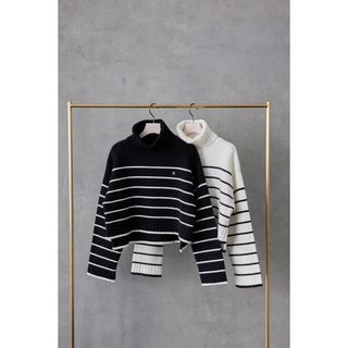 ハーリップトゥ(Her lip to)のStriped Turtleneck Knit Pullover ブラック(ニット/セーター)