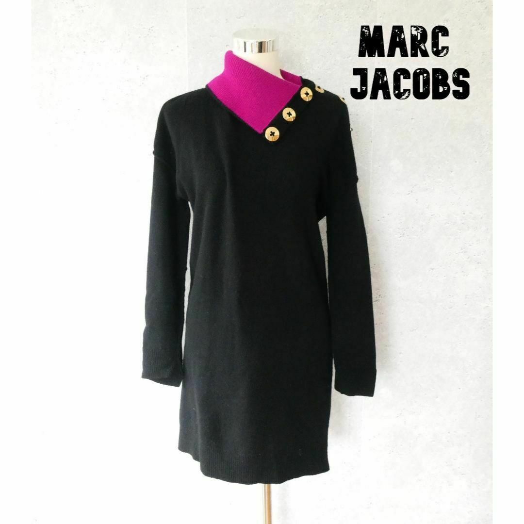 54㎝肩幅良品 綺麗 MARC JACOBS タートルネック 膝丈 ニット ワンピース