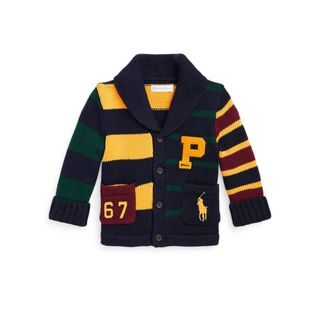 ポロラルフローレン(POLO RALPH LAUREN)のPOROストライプド コットン レターマン カーディガン(カーディガン)