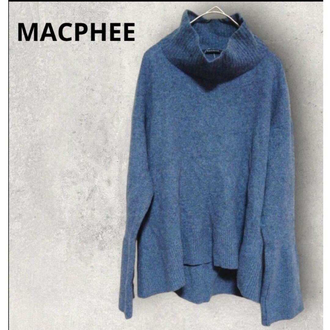 MACPHEE(マカフィー)の美品 ✨MACPHEE マカフィー　タートルニット　パフスリーブライトネイビーS レディースのトップス(ニット/セーター)の商品写真