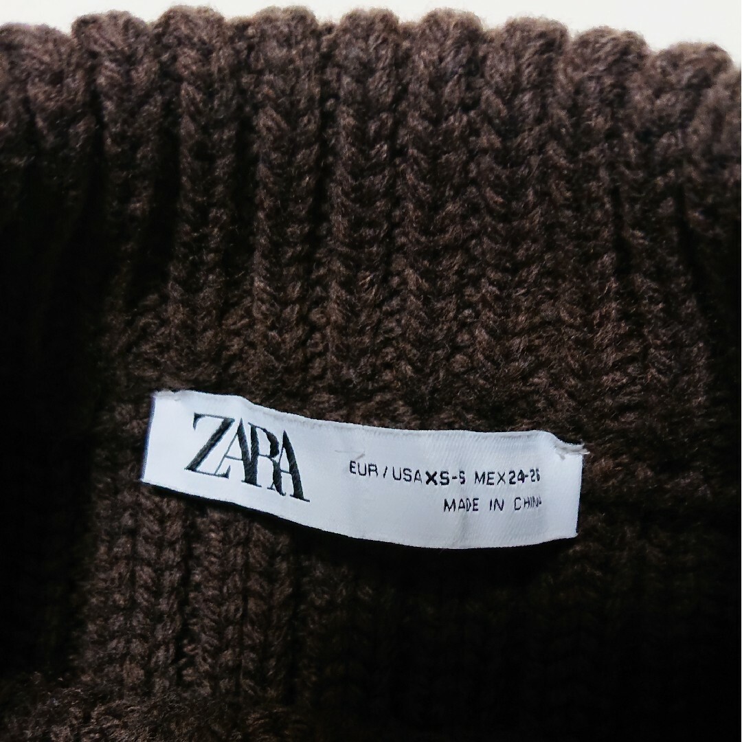 ZARA(ザラ)のザラ ZARA ボーダー ニット セーター ブラウン xs-s レディースのトップス(ニット/セーター)の商品写真