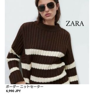 ザラ(ZARA)のザラ ZARA ボーダー ニット セーター ブラウン xs-s(ニット/セーター)