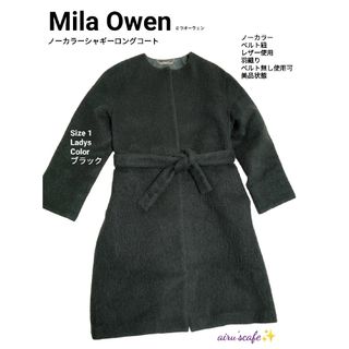 ミラオーウェン(Mila Owen)のMila Owen　ミラオーウェン　ノーカラーコート　サイズ1　ブラック 　黒(ロングコート)