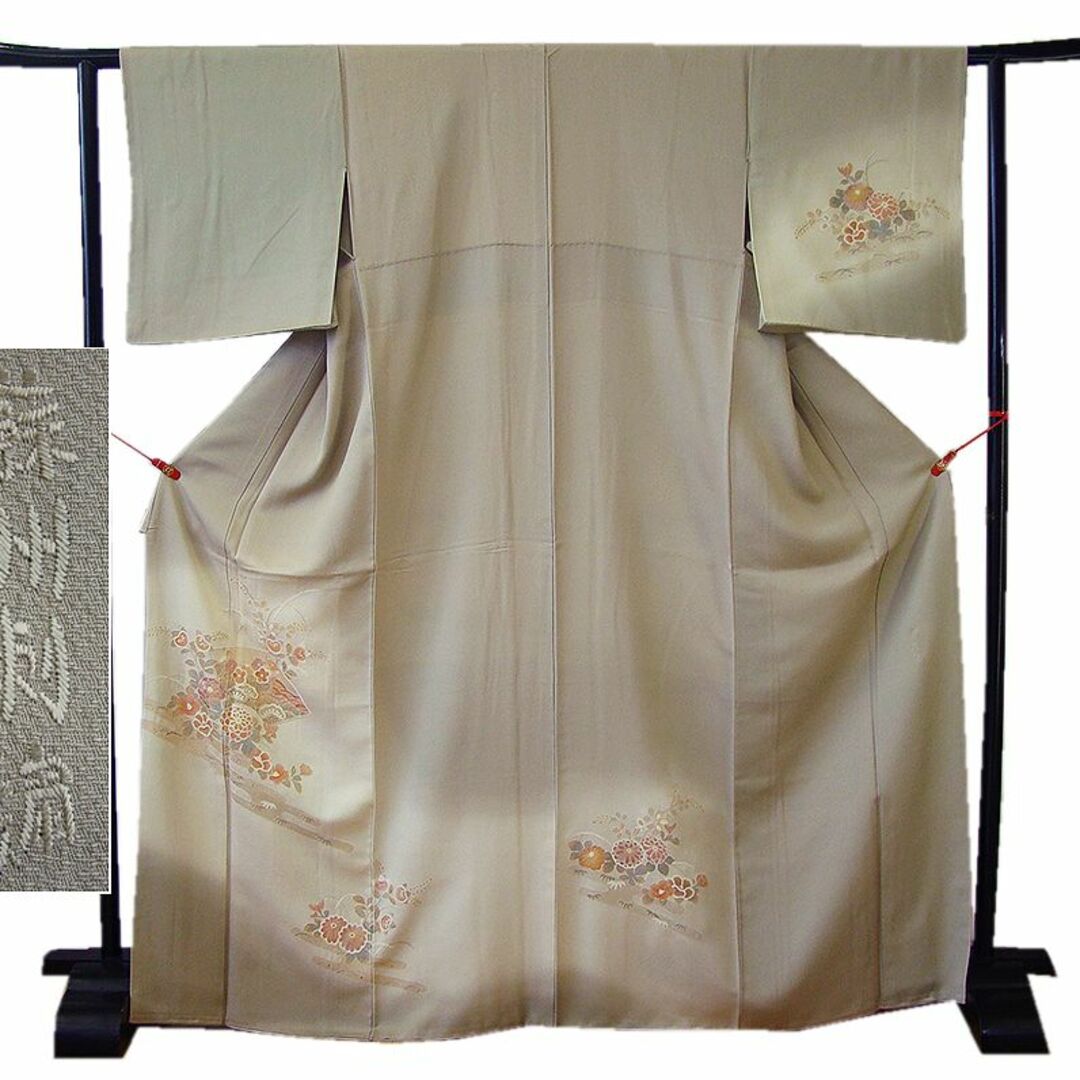「縁」155ｃｍ～162ｃｍ 極上ちりめん地 蘇州刺繍 訪問着 正絹 Ｉ４６３和装