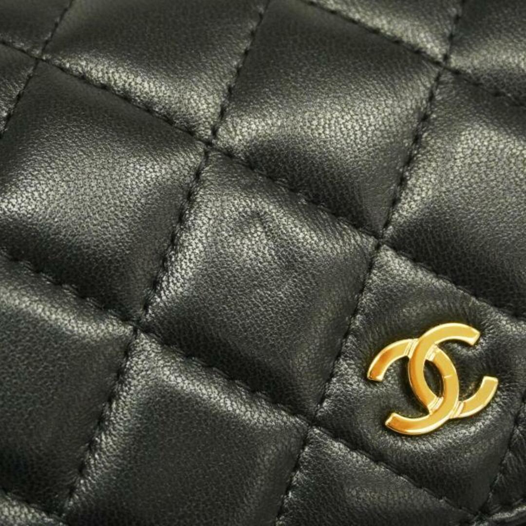 CHANEL(シャネル)の★SALE ★SALE 【4eb1366】シャネル ショルダーウォレット/マトラッセ/チェーンショルダー/ラムスキン/ブラック/ゴールド金具 【中古】 レディース レディースのファッション小物(財布)の商品写真