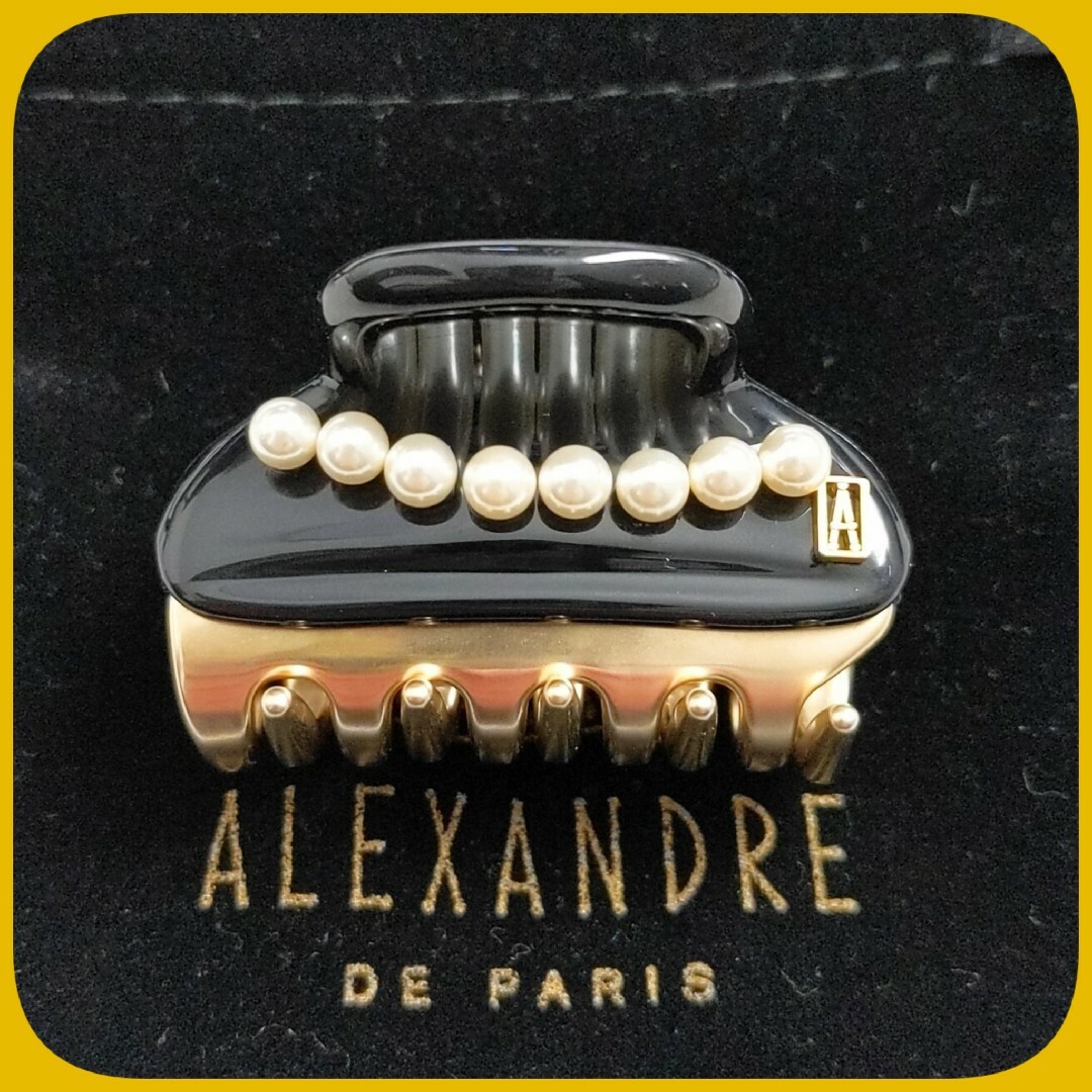 Alexandre de Paris(アレクサンドルドゥパリ)の未使用級 保存袋付 ALEXANDRE DE PARIS ヘアクリップ 黒 S レディースのヘアアクセサリー(バレッタ/ヘアクリップ)の商品写真