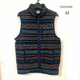 Columbia - Columbia コロンビア フリースベスト　総柄　M  アウトドア　暖かい