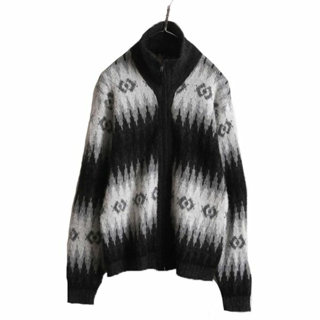 60s USA製 ☆ Kandahar 総柄 フルジップ アクリル ニット 60s USA製 ☆ Kandahar 総柄 フルジップ アクリル ニット