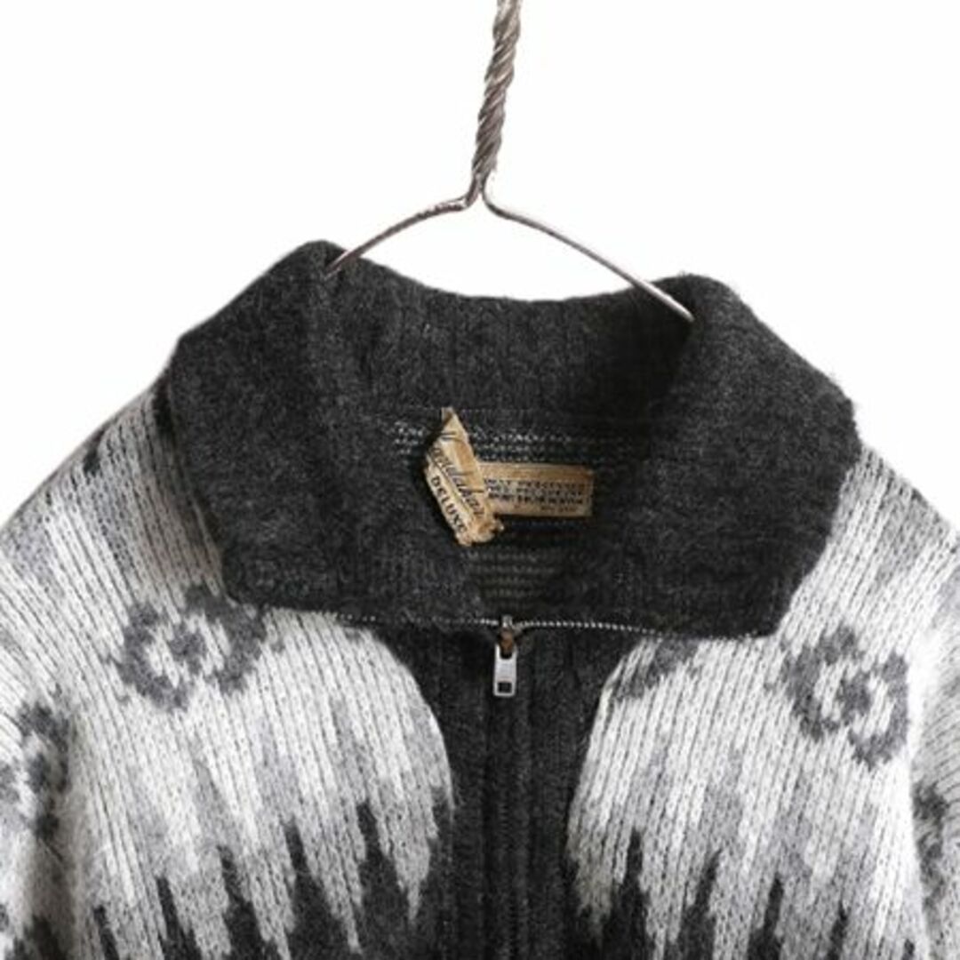 60s USA製 ☆ Kandahar 総柄 フルジップ アクリル ニット 60s USA製 ☆ Kandahar 総柄 フルジップ アクリル ニット