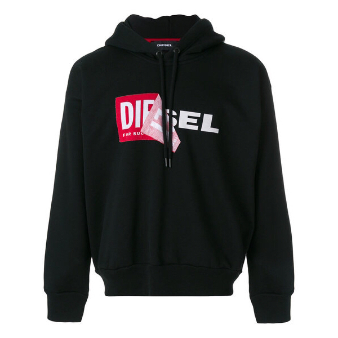 DIESEL パーカー XS ロゴ　S-ALBY プルオーバー　ブラックトップス