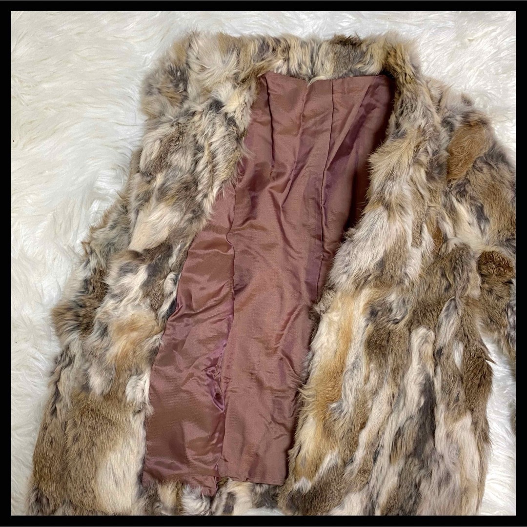 Real Fur リアルファー ラビット 毛皮 コート ベージュ MIX Real Fur リアルファー ラビット 毛皮 コート ベージュ MIX