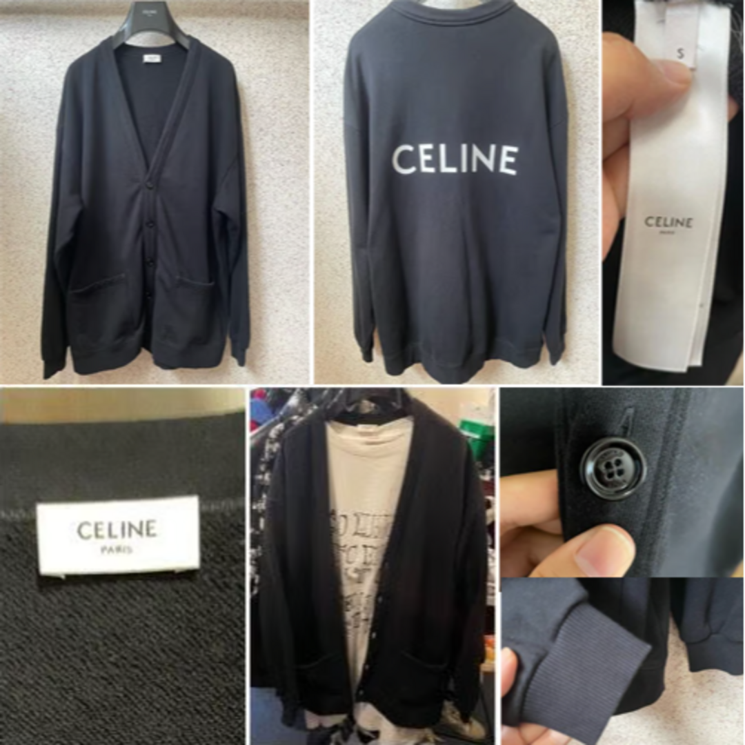 celine(セリーヌ)の美品中古★CELINE バックロゴ ブランドロゴ オーバーサイズ カーディガン メンズのトップス(カーディガン)の商品写真