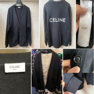 セリーヌ(celine)の美品中古★CELINE バックロゴ ブランドロゴ オーバーサイズ カーディガン(カーディガン)