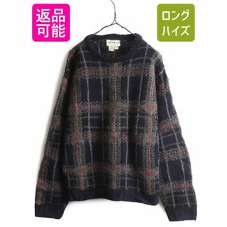 高評価レビュー エディーバウアー 00s 90s チェック ニット デザイン ローゲージ 男性用