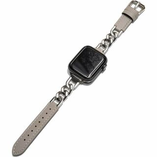 applewatch チェーン レザー ベルト グルメットメタル (シルバー(腕時計)