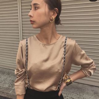 アメリヴィンテージ(Ameri VINTAGE)のことちゃん様専用Ameri☆SIMPLE NO COLLAR TOPベージュ(シャツ/ブラウス(長袖/七分))