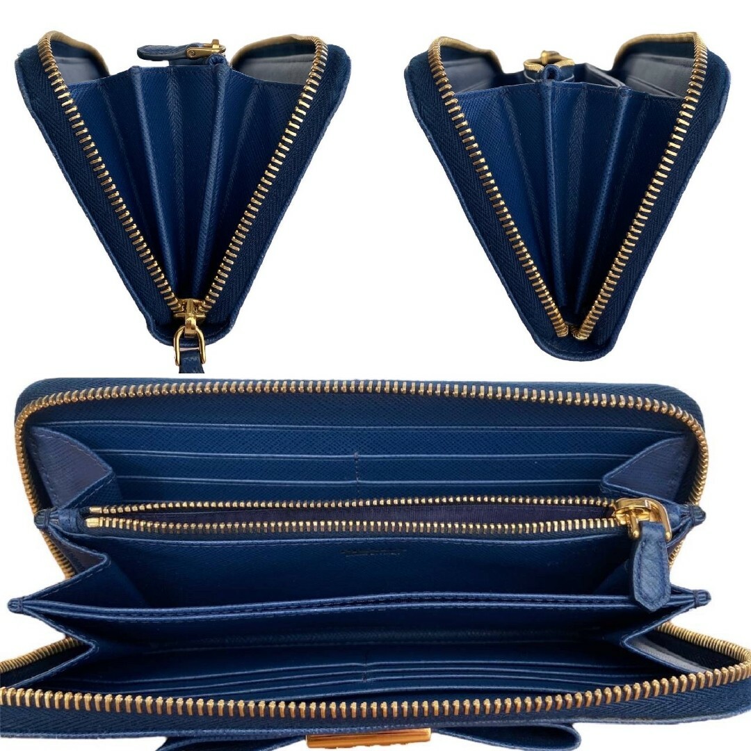 PRADA(プラダ)のレア  PRADA リボン 長財布 サフィアーノ フィオッコ ブルー レディースのファッション小物(財布)の商品写真