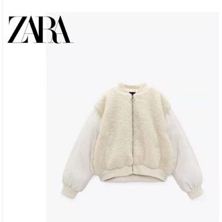 ザラ(ZARA)のzara ボア生地　ノーカラージャケット　ダウン(ダウンジャケット)