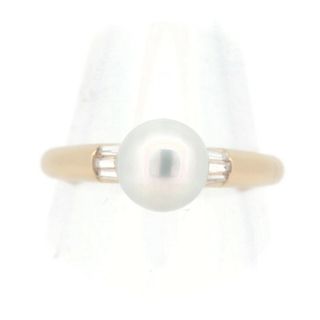 タサキ(TASAKI)の目立った傷や汚れなし タサキ パール ダイヤモンド リング 指輪 8.0ミリ 0.14CT 17.5号 K18YG(18金 イエローゴールド)(リング(指輪))