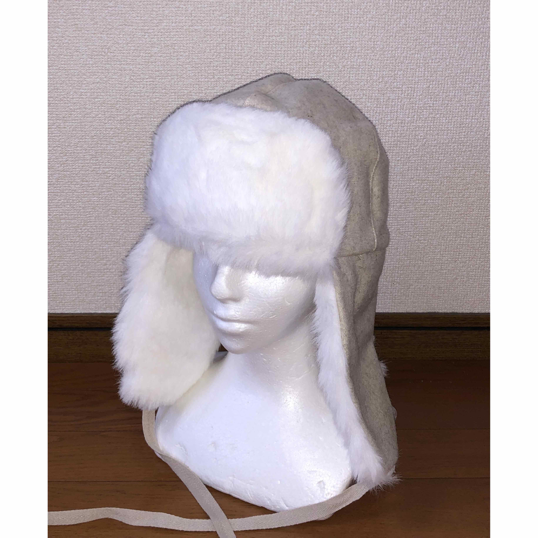 メンズL 美品 KANGOL トラッパーキャップ ロシア帽 ファー ベージュ ホワイト