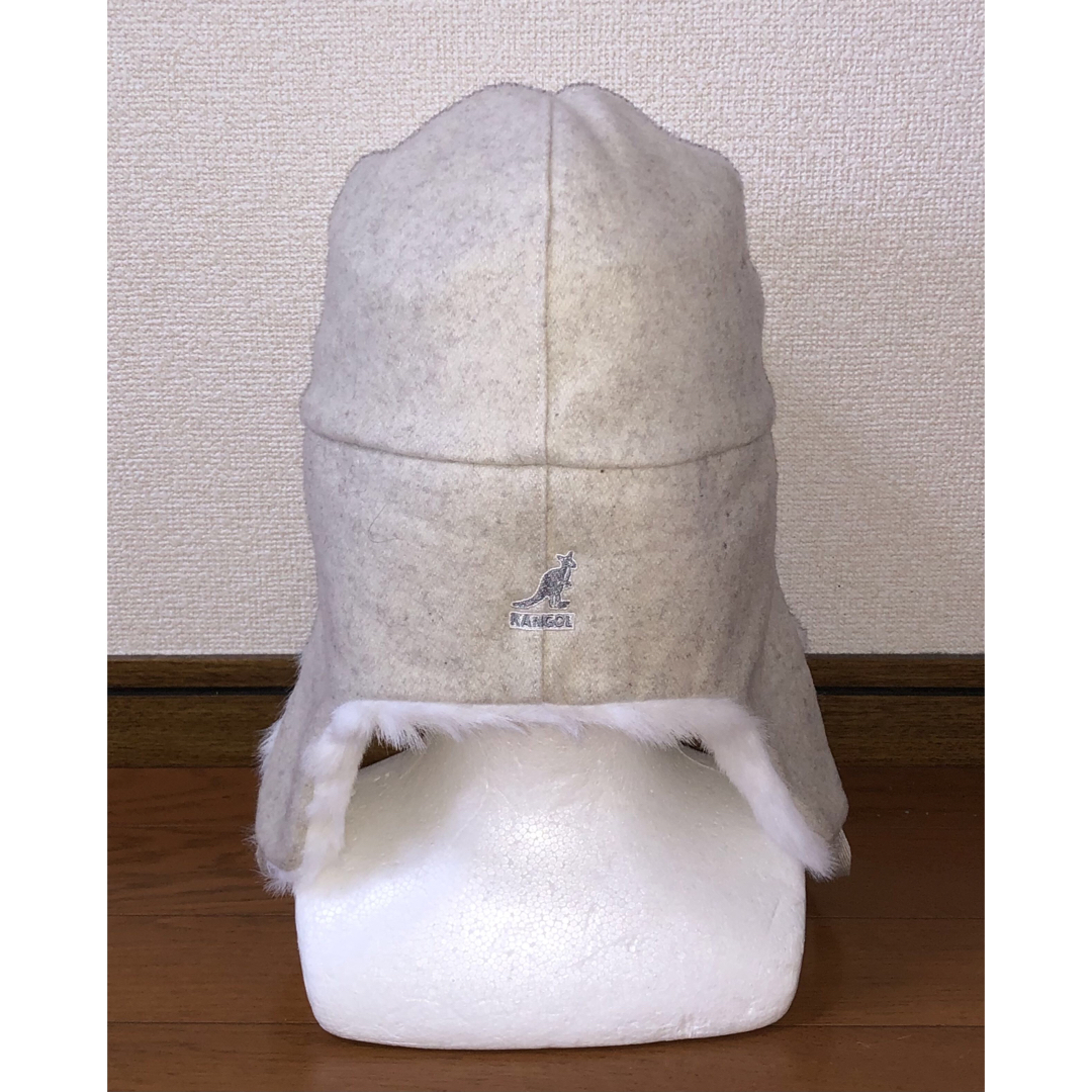 メンズL 美品 KANGOL トラッパーキャップ ロシア帽 ファー ベージュ ホワイト