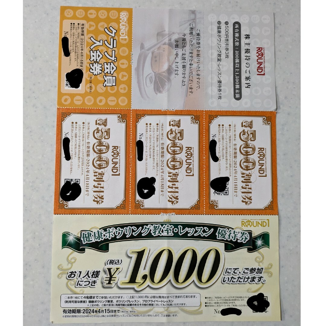 ラウンドワン 株主優待 3000円分 500円×6枚 1500円×2セット エンタメ/ホビーのエンタメ その他(その他)の商品写真