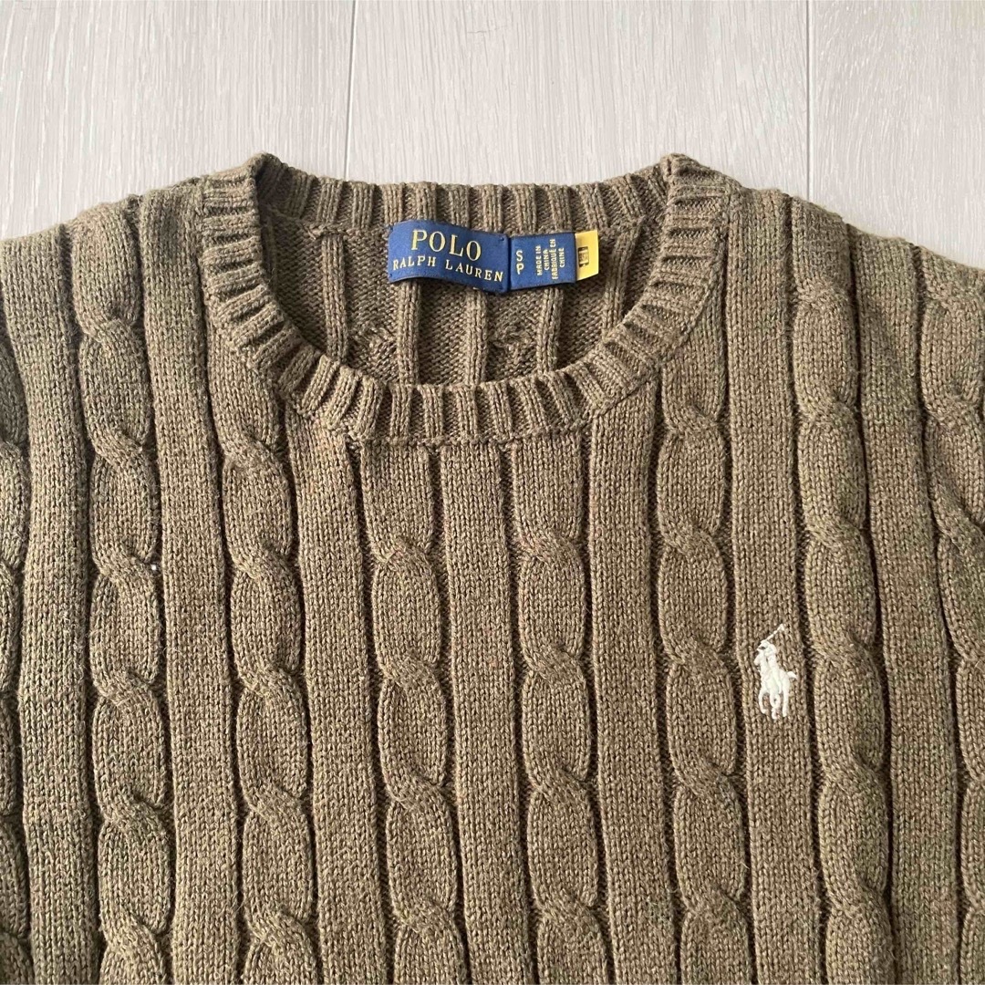 POLO RALPH LAUREN(ポロラルフローレン)のポロラルフローレン　ケーブルニット　コットン　長袖　刺繍 レディースのトップス(ニット/セーター)の商品写真