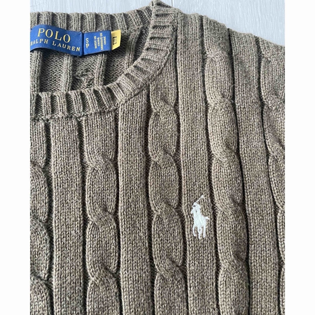 POLO RALPH LAUREN(ポロラルフローレン)のポロラルフローレン　ケーブルニット　コットン　長袖　刺繍 レディースのトップス(ニット/セーター)の商品写真