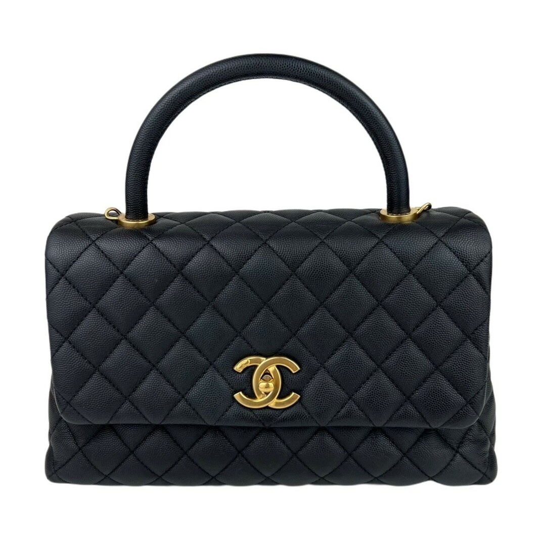 新品 CHANEL シャネル Coco Handle ココハンドル レディース チェーンショルダーバッグ Black ブラック GHW ゴールド金具 キャビアスキン約18cmマチ