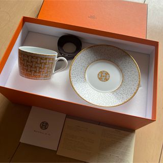 エルメス(Hermes)のHERMES エルメス　モザイク　カップアンドソーサー　ゴールド(食器)