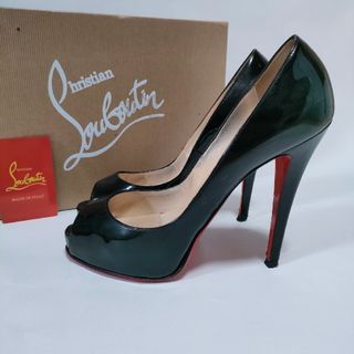 255センチワイズCHRISTIAN LOUBOUTIN クリスチャンルブタン Mayr smooth and croc-effect leather ankle boots ショートブーツ マイヤー レザーブーツ ブラック レディース