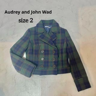 オードリーアンドジョンワッド(audrey and john wad)の【美品】オードリーアンドジョンワッド チェック柄 ピーコート(ピーコート)