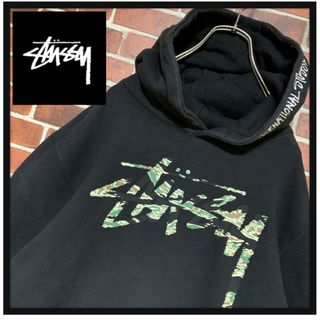 ステューシー(STUSSY)の【希少】stussy★ステューシー☆迷彩ストックロゴ★プルオーバー☆フーディー(パーカー)