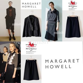 マーガレットハウエル(MARGARET HOWELL)の❶ジャケット❷FOXストライプスカート❸FOXフランネルスカート(ひざ丈スカート)