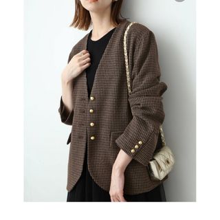 完売品★ IENA Monotone Tweed ノーカラージャケット 38