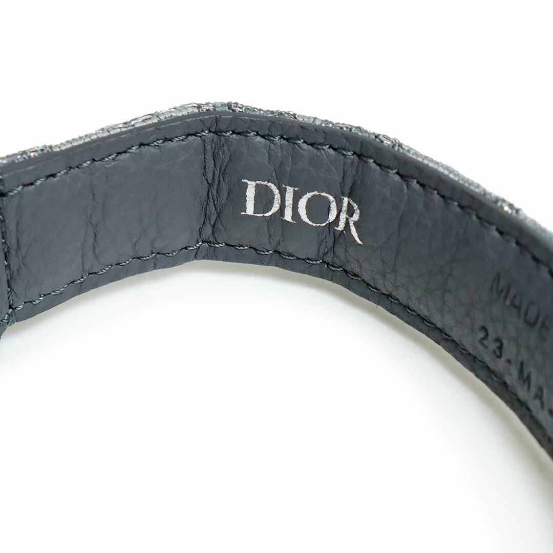 Christian Dior(クリスチャンディオール)のクリスチャンディオール ペットカラー 首輪 Sサイズ オブリーク ジャカード レザー グレー ブラック 黒 ゴールド シルバー金具 4603RUDOS 箱付 Christian Dior（未使用　展示品） その他のペット用品(犬)の商品写真